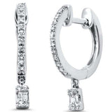 <span style="color:purple">SPECIAL!</span> .14ct G SI 14K White Gold Diamond Dangling Hoop Earrings
