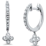 <span style="color:purple">¡ESPECIAL!</span> Pendientes de aro colgantes de oro blanco de 14K con diamantes de 0,27 ct G SI
