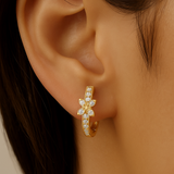 .19ct G SI 14K Yellow Gold Diamond Petite Hoop Earrings
