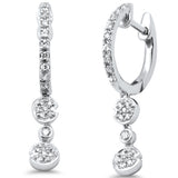 .27ct G SI 14K White Gold Diamond Dangling Hoop Earrings
