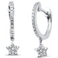 .13ct G SI 14K White Gold Diamond Dangling Hoop Earrings