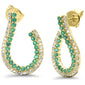 <span style="color:purple">SPECIAL!</span> .92ct G SI 14K Yellow Gold Diamond & Emerald Gemstones J Hoop Earrings