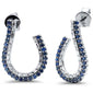 <span style="color:purple">SPECIAL!</span> 1.27ct G SI 14K White Gold Diamond & Blue Sapphire Gemstones J Hoop Earrings