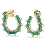 <span style="color:purple">¡ESPECIAL!</span> 1.86ct G SI Pendientes J de Diamantes y Esmeraldas de Oro Amarillo 14K
