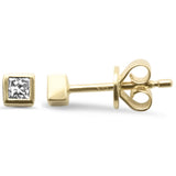 .17ct G SI 14K Yellow Gold Princess Cut Diamond Petite Earrings