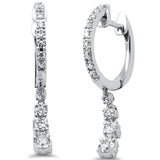.46ct G SI 14K White Gold Diamond Dangling Hoop Earrings