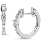 .14ct G SI 14K White Gold Diamond Petite Hoop Earrings
