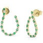 <span style="color:purple">SPECIAL!</span> .75ct G SI 14K Yellow Gold Diamond & Emerald Gemstones J Hoop Earrings