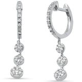 .50ct G SI 14K White Gold Diamond Dangling Hoop Earrings