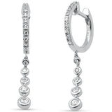 .32ct G SI 14K White Gold Diamond Dangling Hoop Earrings