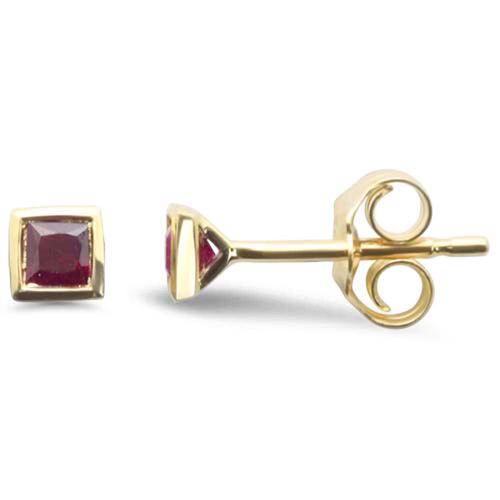 .32ct G SI 14K Yellow Gold Ruby Gemstones Petite Earrings