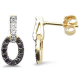 <span style="color:purple">¡OFERTA ESPECIAL!</span> Pendientes colgantes de oro amarillo de 14 quilates con diamantes blancos y negros de 0,35 ct G SI