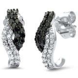 Pendientes de oro blanco de 14K con diamantes negros y blancos, talla 0,35ct G SI, diseño de infinito