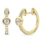 .14ct G SI 14K Yellow Gold Diamond Petite Hoop Earrings