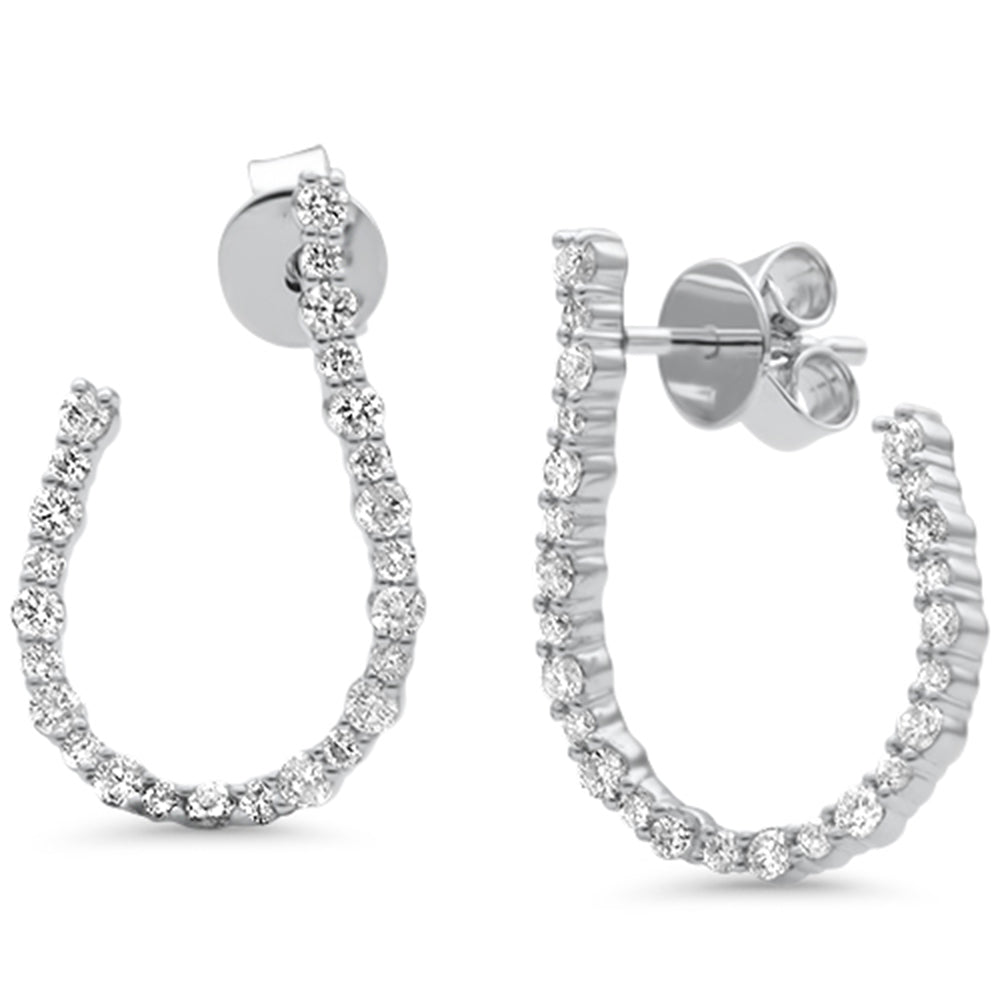 <span style="color:purple">SPECIAL!</span>.78ct G SI 14K White Gold Diamond J Style Earrings