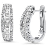 <span style="color:purple">SPECIAL!</span> 1.18ct G SI 14K White Gold Round & Baguette Diamond Earrings Lever Backings