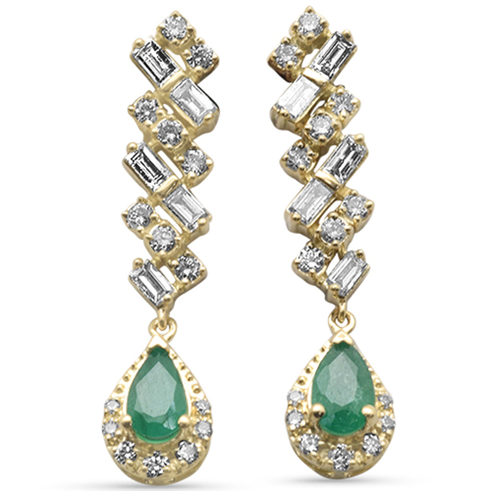 .81ct G SI 14K Yellow Gold Diamond & Emerald Gemstones Earrings