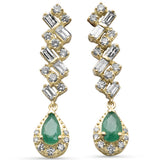 .81ct G SI 14K Yellow Gold Diamond & Emerald Gemstones Earrings