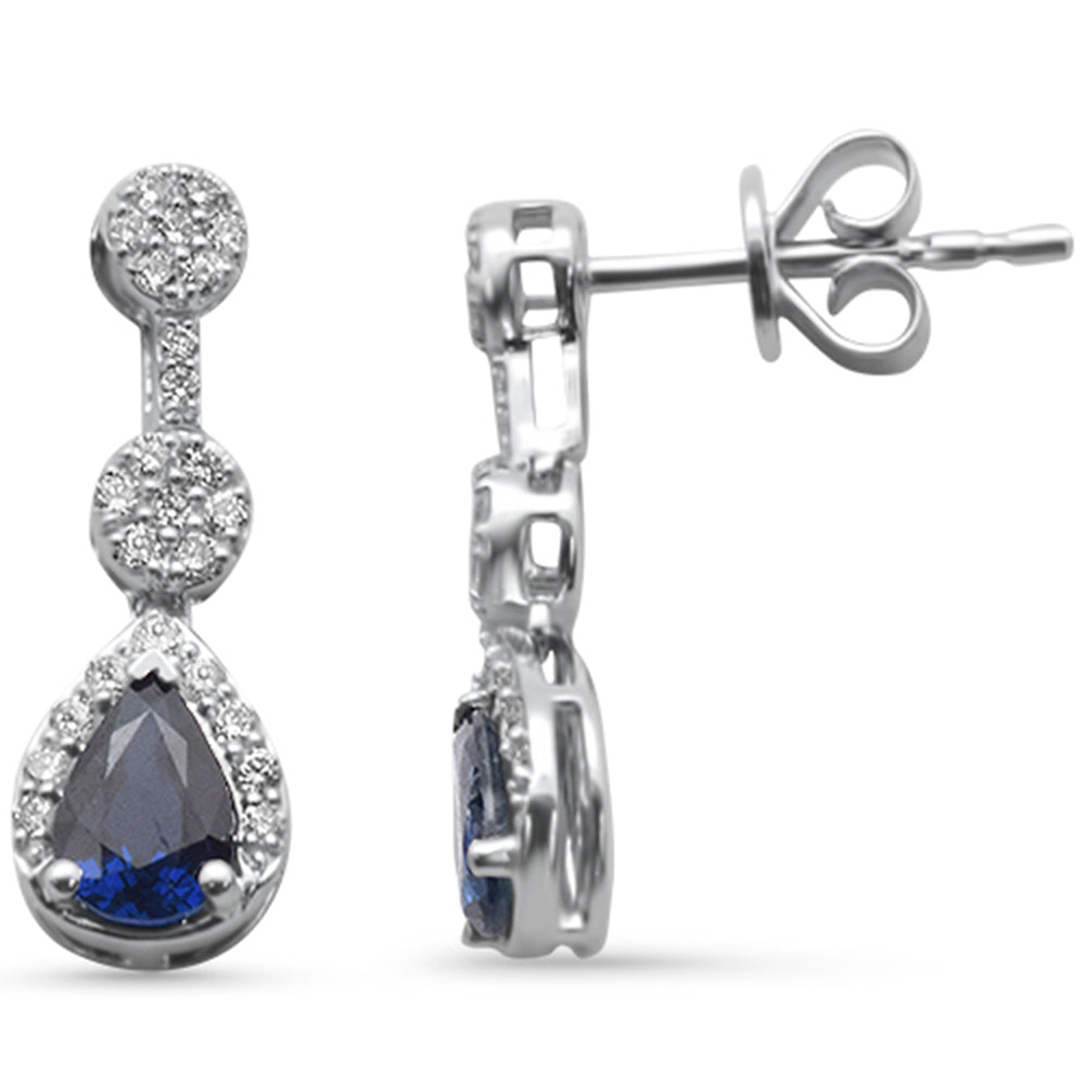 1.31ct G SI 14K White Gold Diamond & Blue Sapphire Gemstones Earrings
