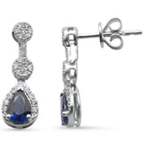 1.31ct G SI 14K White Gold Diamond & Blue Sapphire Gemstones Earrings