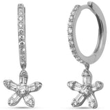 <span style="color:purple">¡ESPECIAL!</span> Pendientes de aro colgantes redondos y de diamante baguette de oro blanco de 14K de .46ct G SI