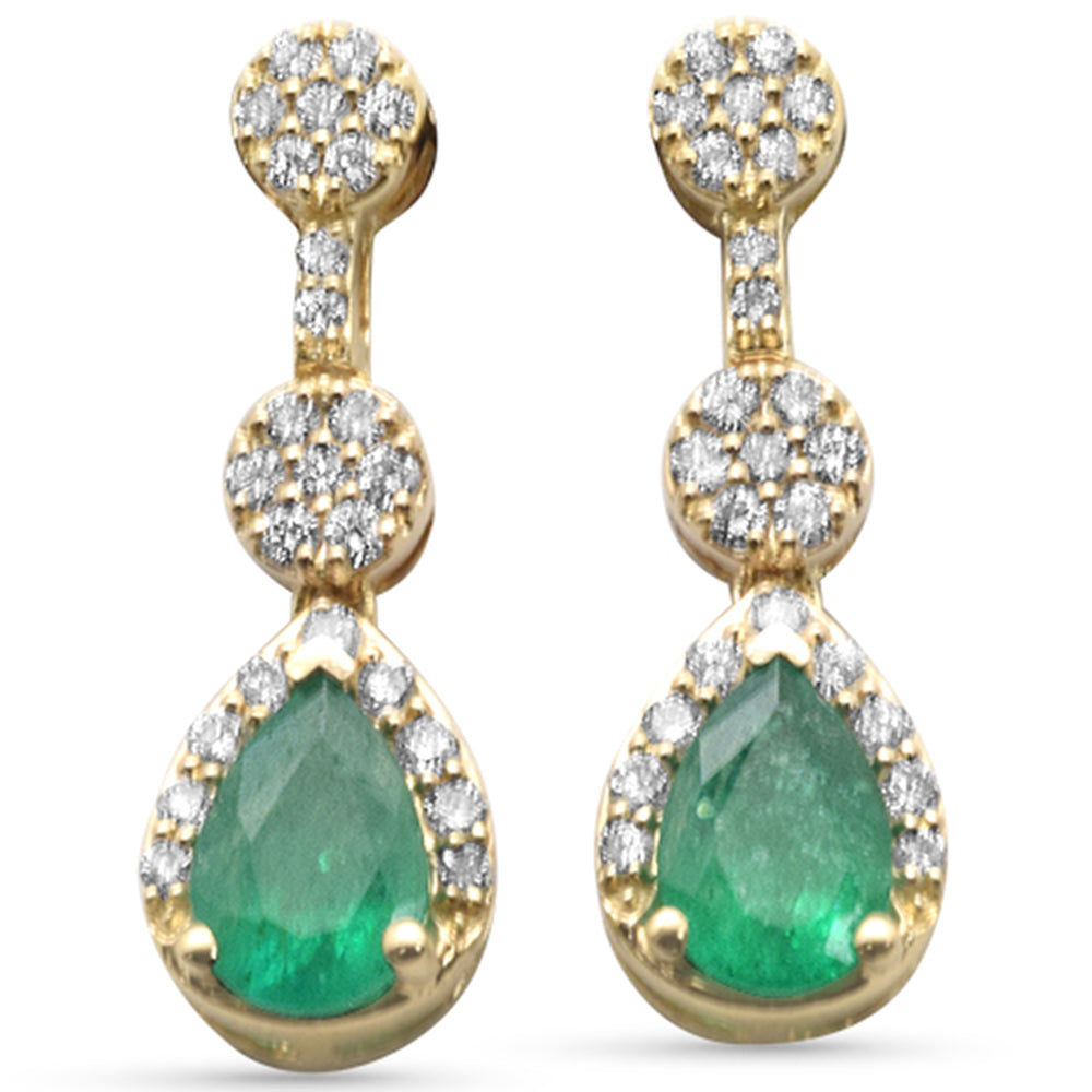 <span style="color:purple">SPECIAL!</span>.91ct G SI 14K Yellow Gold Diamond & Emerald Gemstones Earrings