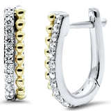<span style="color:purple">¡ESPECIAL!</span> Pendientes de aro con cuentas de diamante, oro blanco y amarillo de 14K, .17ct G SI