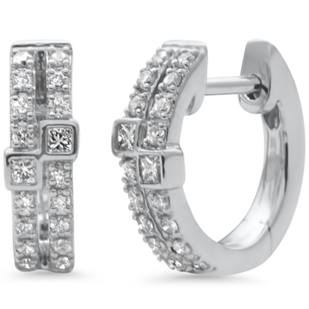 <span style="color:purple">¡ESPECIAL!</span> Aretes pequeños de aro de oro blanco de 14 quilates con diamantes de 0,26 ct G SI