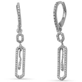 <span style="color:purple">SPECIAL!</span>.29ct G SI 14K White Gold Diamond Paper Clip Dangling Earrings Lever Backings