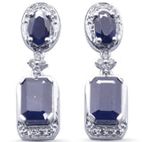 <span style="color:purple">SPECIAL!</span>1.87ct G SI 14K White Gold Diamond & Blue Sapphire Gemstones Earrings