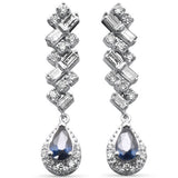 <span style="color:purple">SPECIAL!</span>.97ct G SI 14K White Gold Diamond & Blue Sapphire Gemstones Earrings
