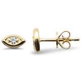 Pendientes de oro amarillo de 14K con ojo turco de diamante de .07ct G SI