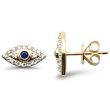 <span style="color:purple">SPECIAL!</span> .45ct G SI 14K Yellow Gold Diamond & Blue Sapphire Gemstones Evil Earrings