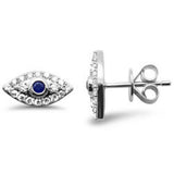 .45ct G SI 14K White Gold Diamond & Blue Sapphire Gemstones Evil Earrings