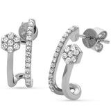 .34ct G SI 14K White Gold Diamond Double Shank J Hoop Earrings