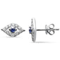 <span style="color:purple">SPECIAL!</span> .56ct G SI 14K White Gold Diamond & Blue Sapphire Gemstones Evil Eye Earrings