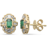 .91ct G SI 14K Yellow Gold Diamond & Emerald Gemstones Earrings