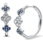 <span style="color:purple">SPECIAL!</span> 1.02ct G SI 14K White Gold Diamond & Blue Sapphire Gemstones Hoop Earrings