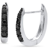 <span style="color:purple">SPECIAL!</span> .26ct G SI 14K White Gold Black Diamond Hoop Earrings