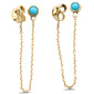 .25ct G SI 14K Yellow Gold Diamond Turquoise Chain Drop Earrings