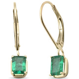 .91ct G SI 14K Yellow Gold Emerald Gemstones Hoop Earrings Lever Backings