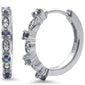 .28ct G SI 14K White Gold Diamond & Blue Sapphire Gemstone Petite Hoop Earrings