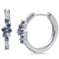 .27ct G SI 14K White Gold Diamond & Blue Sapphire Gemstone Hoop Earrings