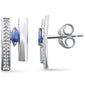 .34ct G SI 14K White Gold Diamond & Blue Sapphire Earrings