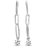 .20ct G SI 14K White Gold Diamond Paperclip Dangling Earrings