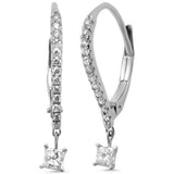 .38ct G SI 14K White Gold Diamond Hoop Dangling Earrings