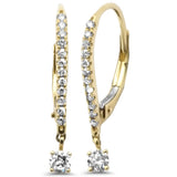 <span style="color:purple">SPECIAL!</span>.38ct G SI 14K Yellow Gold Diamond Hoop Dangling Earrings