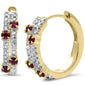 .41ct G SI 14K Yellow Gold Diamond & Ruby Gemstones Hoop Earrings