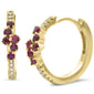 .27ct G SI 14K Yellow Gold Diamond & Ruby Gemstones Hoop Earrings