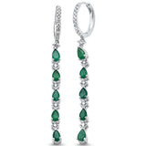 <span style="color:purple">¡ESPECIAL!</span>Pendientes Colgantes de Oro Blanco de 14K con Diamantes y Esmeraldas de 2,42 ct G SI